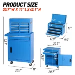 Tool Chest, 5-Drawer Rolling Tool Storage Cabinet with Detachable Top Tool Box, Liner, Universal Lockable Wheels, Adjustable Shelf, Locking Mechanism, Metal Tool Cart for Garage Workshop - Image 3