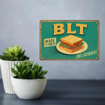 CIFbuy Vintage BLT Sandwich Metal Sign Rustic Green Toasted" Bread Wall Art 2D, Unframed Retro Food Kitchen Decor 2.8x4.5 Inch Green ikTok, Green ikTok, t Self-pickup Logiopics - Image 3