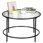 Same Code 13962533 Artisasset 2 Layers 5mm Thick Tempered Glass Countertops Round Wrought Iron Coffee Table Black - Image 10