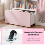 Kids Clothing Rack with Storage Cubes & Rolling Drawer Multifunctional Children Wardrobe Organizer - Image 8