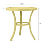 Outdoor Round Side Table, Small Metal Table Patio End Table Coffee Bistro Table for Indoor Outdoor, Light Yellow - Image 7