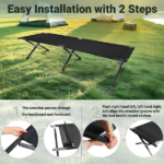 Portable Folding Camping Cot with Carrying Bag Army (Black) - Image 9