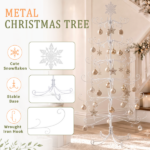 6ft White PVC Metal Artificial Christmas Tree with Snowflake Topper, No Extra Ornaments, Daily Decor Tree - Image 4