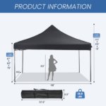 10x10 FT Pop Up Canopy Tent with Slant Legs and Carrying Bag, Easy Setup Outdoor Shelter for Patio, Garden, Beach, Grey (Shipment from Walmart) - Image 3