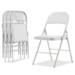 Old Code 33292149 4pcs Elegant Foldable Iron & PVC Chairs for Convention & Exhibition White - Image 5