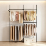 Floor to Ceiling Tension Clothes Rack No Drill Heavy Duty Carbon Steel Garment Organizer, I/L/45° Angle Adjustable Closet System with 3 Vertical Rods 4 Hanging Bars Drying Rack Reacher Pole for Rental Apartment - Image 5