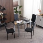 4pcs Elegant Assembled Stripping Texture High Backrest Dining Chairs Black Replace encoding 13028198-18410366 - Image 102