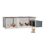 20.93ft² Large Wooden Chicken Coop Outdoor Hen House with Nesting Box & Weatherproof Asphalt Roof, Walk-in Poultry Cage with Secure Locks, Metal Mesh Run for Backyard Farm Use - Image 9