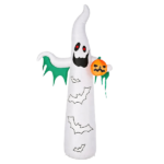 12ft Inflatable Halloween Decor with Flashing Bats & White Ghosts, 4 LED Lights + 82 String Lights, White & Green, 12V 1500mA US Power Adapter - Image 12