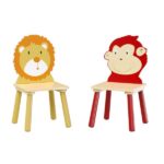 Kids Table and 2 Chairs Set, 3 Pieces Toddler Table and Chair Set, Wooden Activity Play Table Set (Lion&Monkey)-Does not support self pick up - Image 10