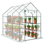 Large Walk-in Greenhouse with PE Cover & Side Windows, 12-Shelf Indoor Outdoor Portable Greenhouse for Garden Backyard, 56 x 85 x 77", White - Image 12