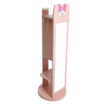 Pink, bow-themed, MDF (medium-density fiberboard) painted finish, 1-door, 1-shelf, rotatable base, children's jewelry mirror cabinet - Image 5