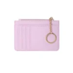 Pink minimalist ultra-thin mini wallet, artificial soft leather bank card bag, comes with a wrist strap, lanyard, and keychain, and is a portable small wallet for commuting and shopping - Image 7
