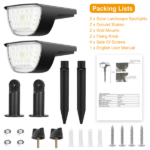 Solar Powered Outdoor Spotlight 32 High Brightness LED 800LM Output, Day Night Auto Switch 3 Brightness Levels Adjustable Panel Two Installation Methods ABS Housing for Yard Patio Path Garage Driveway - Image 9