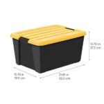 45 Qt Black Plastic Stackable Storage Bin with Lid Tote, Plastic Storage Container with Lid, 4-Pack - Image 3