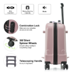 22 Inch Ride-on Suitcase for Kids & Teens, Toddler Travel Luggage with Seat, Spinner Wheels, Safety Belt, Stroller-Style Checked Luggage with Combination Lock&Telescoping Handle for Ages 5-18 - Image 3