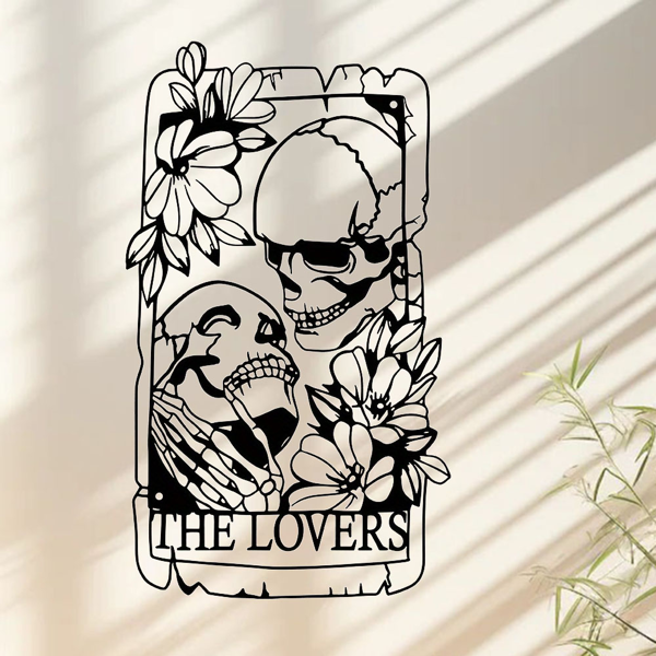 CIFbuy Gothic Aluminum Skeleton Lovers Tarot Wall Art Dark Themed Home Decor Holiday Gift(TikTok, temu pick-up service)