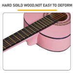 Light pink 30-inch Round Acoustic Guitar with Picks, Strings, Capo, Case, Tuner, and Strap - Image 4