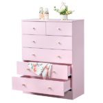 5-Tier 6-Drawer Cabinet with Matte Gold Handles Particleboard Melamine-Coated Storage Cabinet 25.98*12.99*35.04in Macaron Pink - Image 5