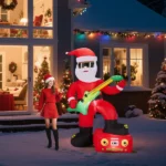 7.5FT Lighted Christmas Inflatable Decoration, Inflatable Black Santa Playing Electric Guitar, Funny Blow Up Yard Decorations with Built-in LED Lights for Holiday Party Front Yard Lawn Garden Decor - Image 12