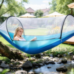 3-in-1 Camping Hammock with Automatic Pop-Up Mosquito Net, Lightweight 70D Nylon Portable Hammock Supports 440lbs, Dual Zipper Outdoor Hammock for Camping Hiking Backpacking Beach Backyard - Image 10