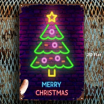 CIFbuy Retro Metal Christmas Tree Wall Sign 1Pcs 8x12 Inch 2D Flat Iron Plaque Multicolor Merry Christmas Text Glow In The Dark Neon Ef TikTok, TikTok, n Ef Self-pickup Logiopics - Image 3