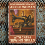 CIFbuy Vintage Sewing Machine & Cat Metal Wall Art, Rustic Retro Iron Sign, Never Underestimate An Old Woman With Cats, 2D Flat 8x12 In TikTok, TikTok, er Underestimate An Old Woman With Cats Self-pickup Logiopics - Image 3