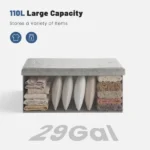 30 Inches Folding Ottoman with Storage Bench, Foot Rest Stool, End of Bed Storage Bench Upholstered, Load 660 lbs, for Living Room, Synthetic Leather, Gray (Shipment from Walmart) - Image 4