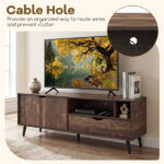 59" Rustic TV Stand for 65-inch TVs, Media Console with Cabinet, Drawer & 3 Open Shelves - Image 2