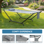 Freestanding Hammock with Stand, 600LBS Heavy Duty Outdoor Hammock Bed with Soft Pillow & Storage Bag, Grey - Image 5