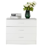 3-Drawer Wide Drawer Cabinet Particleboard Bedside Table with Textured Melamine Finish 25.98*12.99*22.05in White =75682614 - Image 6
