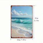 CIFbuy Vintage Metal Sign Beach Wave White Cloud Sky 2D Flat Tin Painting Art Decor,8x12 Inch Waterproof Rustproof Wall Plaque For Bath TikTok, TikTok, Bath Self-pickup Logiopics - Image 2