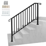 [Same Code 81504920 40310676]Artisasset Matte Black Outdoor 4 Level Iron Handrail - Image 8