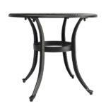 Phoenix Cast Aluminum Round Table, Patio End Table Side Table, Cast Aluminum Cocktail Table, Outdoor Bar Table, Black - Image 3