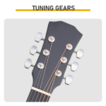 Matte black 41-inch Dreadnought barrel-shaped cutaway acoustic guitar with pick, strings, capo, gig bag, tuner, wrench tool, and shoulder strap - Image 5