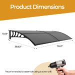 Awning for Door Entrance with Drainage Sink, 40x80 Inch Window Canopy Exterior, UV Rain Snow Protection for House Porch Patio Deck, Black Bracket & Brown Board - Image 8