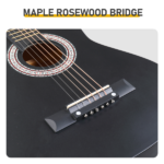 Matte Black 30-inch Round Acoustic Guitar with Picks, Strings, Capo, Case, Tuner, and Strap - Image 10