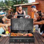 3-Burner Flat Top Gas Griddle Cooking Station with Ceramic Coated Cast Iron Pan, 30,000 BTU Propane Fuelled Griddle Station for Outdoor Barbecue Backyard Cookout - Image 4