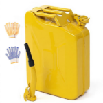 20L US Standard Cold-rolled Plate Petrol Diesel Can Gasoline Bucket with Oil Pipe Yellow 2 Pairs of Gloves