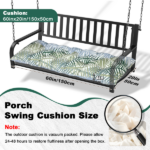 Outdoor Bench Cushion, 60 × 20 × 4 Inch, Tufted Waterproof Swing Cushion with Ties, for Patio Bench or Window Seat - Image 2