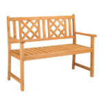 118*56.5*90cm Outdoor Garden Fir Grid Back Wooden Bench Burlywood - Image 3