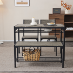 Same Code 99109540 Dining Table Set for 4, Kitchen Table with 2 Chairs and a Bench, 4 Piece Kitchen Table Set for Small Space, Home Kitchen Bar Pub Apartment, Gray - Image 29
