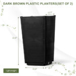 2 Pack Outdoor Tall Plastic Planter Set, Large Flower Pots with Drainage Holes, Durable Plant Pots for Porch Entryway Patio Yard Garden, Dark Brown - Image 10