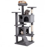 52" Tall Cat Tree Tower with Perches & Condos, Multi-Cat Playground with Scratching Posts (Light Gray) - Image 2