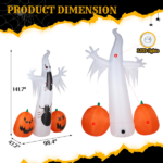 Replace 32359895 11.8 FT Halloween Inflatables Ghost Spider Pumpkin Outdoor Decorations, Scary Halloween Giant Blow up Ghost Decorations for Holiday Party Front Yard Lawn Garden Decor - Image 17