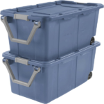 40 Gallon Durable Plastic Storage Tote with Latching Lid and Pull Handle, Blue, 2 Pack (Shipment from Walmart) - Image 3