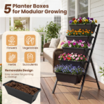 5-Tier Vertical Raised Garden Bed with Removable Planter Boxes & Drip Trays - Image 10