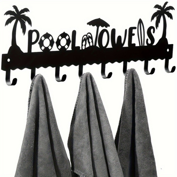 CIFbuy™ Waterproof Rustproof Metal Wall Art Coconut Tree Coastal Decor with Utility Hooks (TikTok, temu pick-up service)