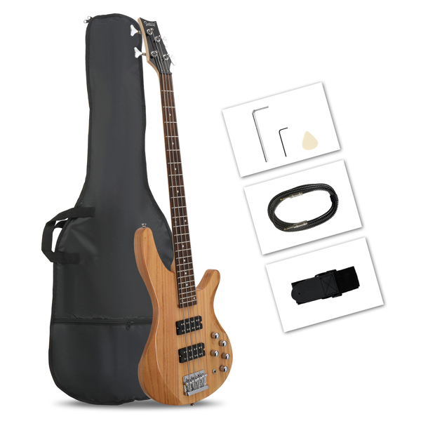 Do Not Sell on Amazon 44 Inch GIB 4 String H-H Pickup Laurel Wood Fingerboard Electric Bass Guitar with Bag and other Accessories Burlywood
