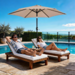 9ft Patio Umbrella, Outdoor Market Umbrella with Push Button Tilt, Crank Handle, 6 Sturdy Iron Ribs, UPF 50+ Waterproof Solution-Dyed Polyester Canopy, for Garden, Deck, Backyard, Poolside, Beige - Image 28